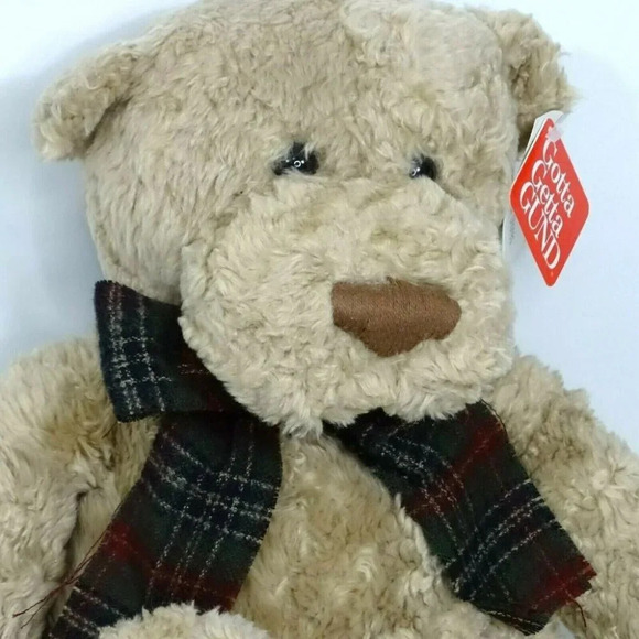 Gotta Getta Gund Teddy Bear Brown Plaid Bow 42591 - Picture 2 of 7